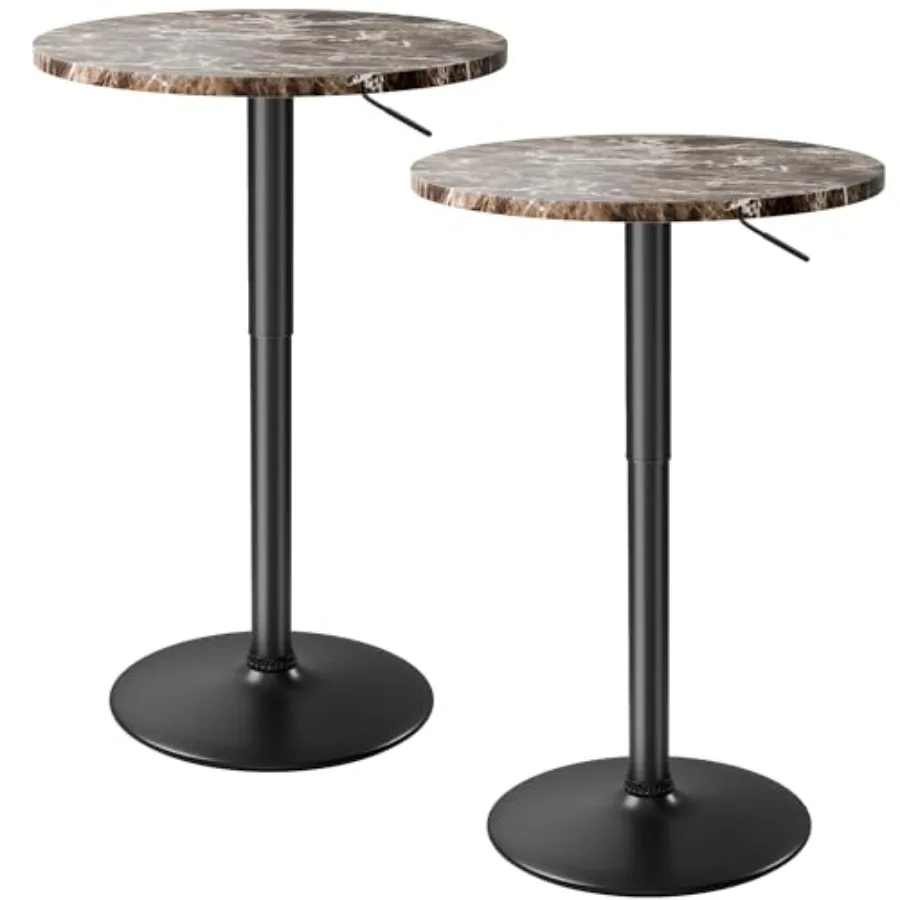 

Adjustable Round Bar Table for Bistro Pub Dining Room Party Cafe 27.4-36 Inches 360Swivel Marble-Black Cocktail Table