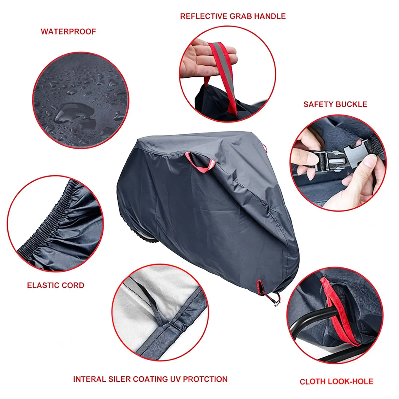 Waterproof Motorcycle Cover Scooter Bike All-Weather Outdoor Bicycle Cover Waterproof Dustproof For Road Bikes Electric Bikes
