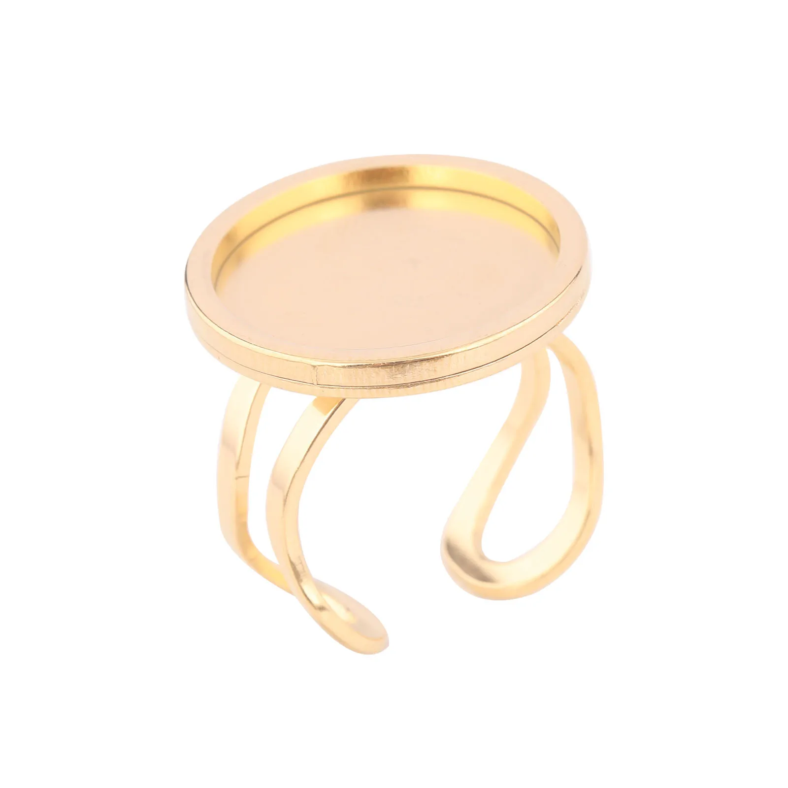 5pcs 18mm Round Cabochon Ring Bezel Setting Blanks Stainless Steel Gold Plated Fingerring Base For Jewelry Making Kit Supplies