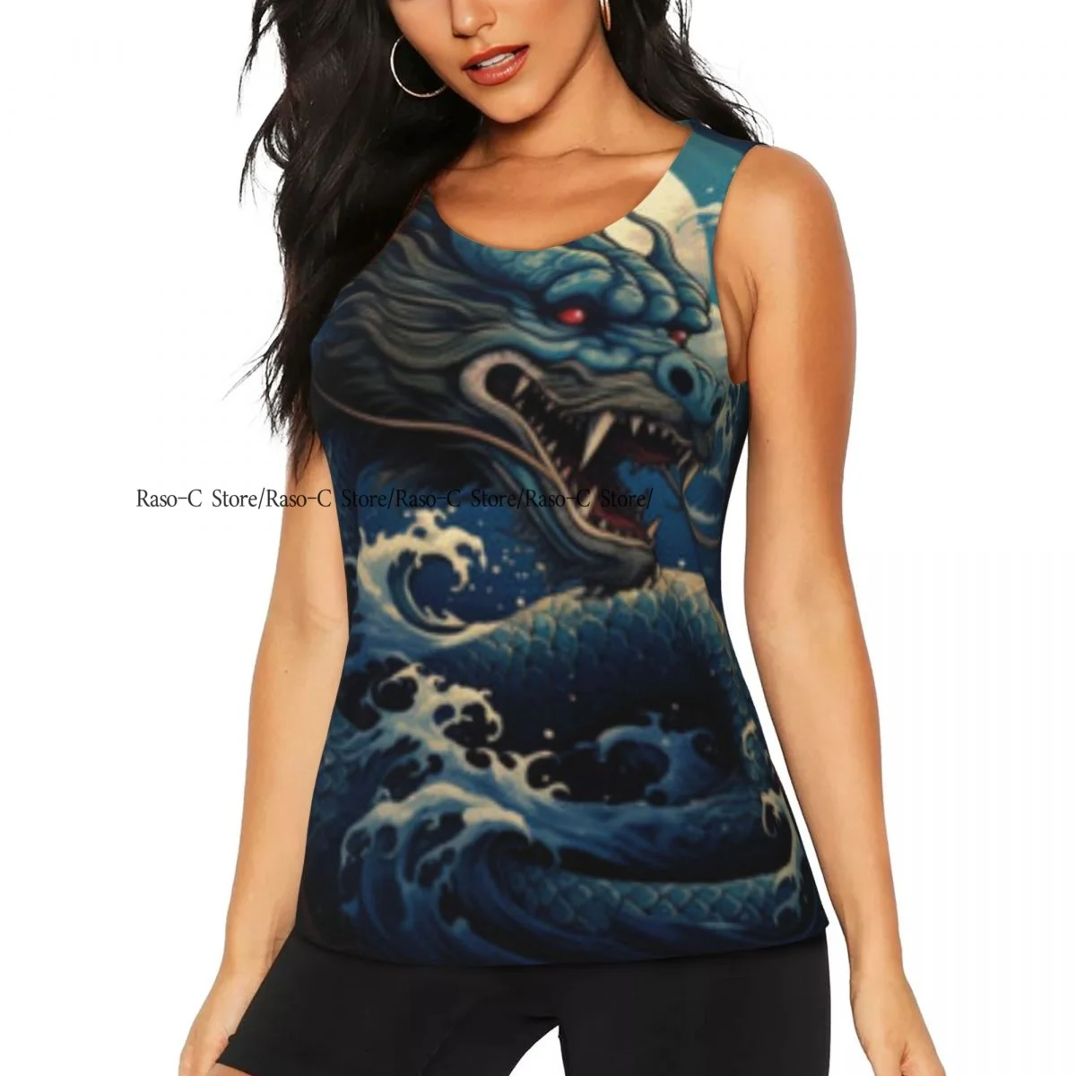 

Women Sexy Vest Sea Serpents Slithering Through Treacherous Waters Sleeveless Round Neck Tank Tops Female Casual Basic Camisole
