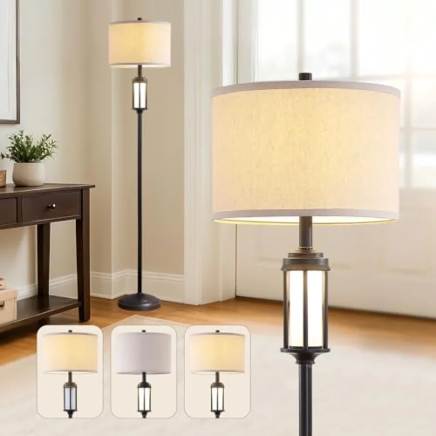 

65" Modern Floor Lamp for Living Room with 2 Light Sources, Industrial Tall Standing Lamps with Nightlight, Retro Floor Light f