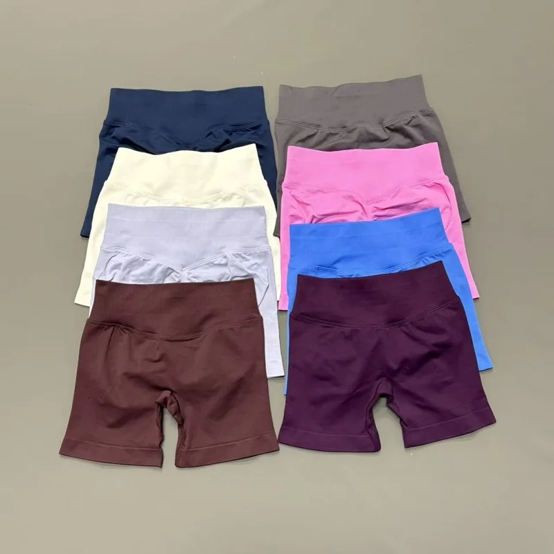 HISTELLO Low Waist Gym Shorts Women Solid Color Soft Stretchy Butt Lifting Fitness Workout Running Jogging Sports Yoga Shorts