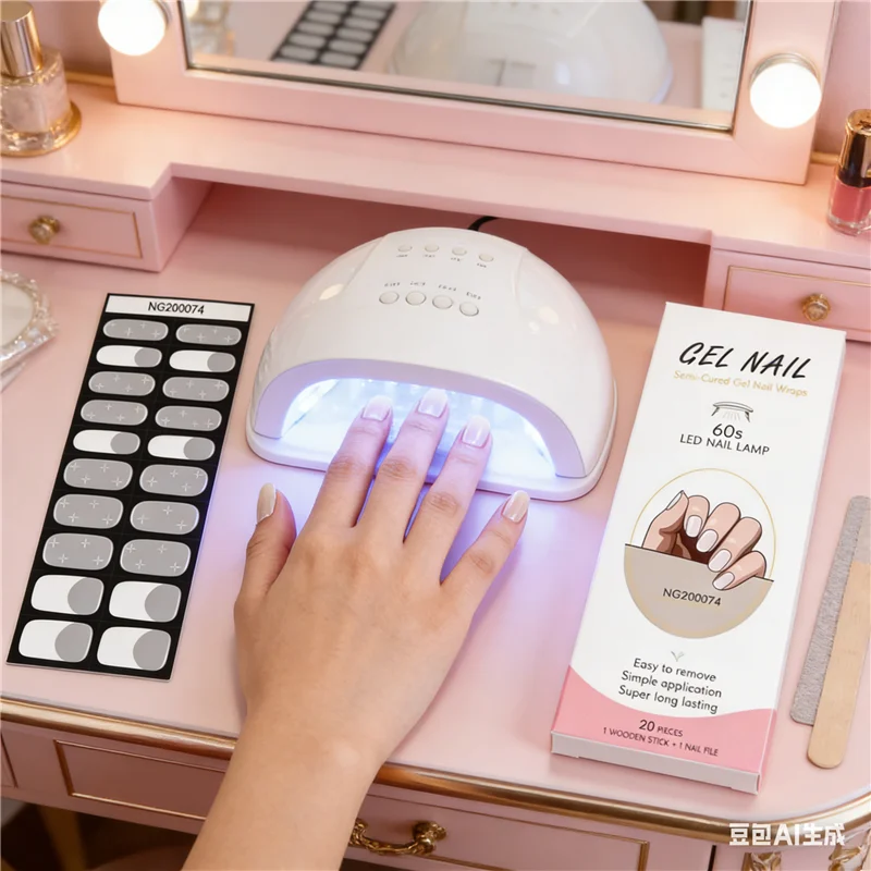 

Французские белые наклейки для ногтей с эффектом «девушка-художница», полузатвердевшие гелевые полоски для маникюра, DIY-наклейки для ногтей, требуют УФ-лампу