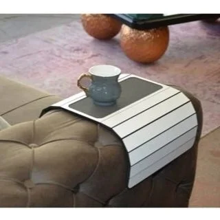 Wood Side Table Service Coaster Medium Leather Decorative Wooden Sofa Tray Armrest Slip-Resistant Folding Practical Design