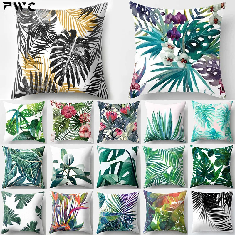 

Tropical Leaf Cactus Monstera Cushion Cover Polyester Throw Pillows Sofa Home Decor Decoration Decorative Pillowcase