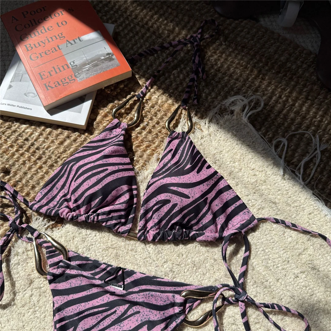 Zebra-Muster, Neckholder-Bikini, Damen-Badebekleidung, zweiteiliges Bikini-Set, Damen-Badeanzug, mit Trägern, gepolstert, Badeanzug, Badebekleidung, Modell V6621. – Detail 15