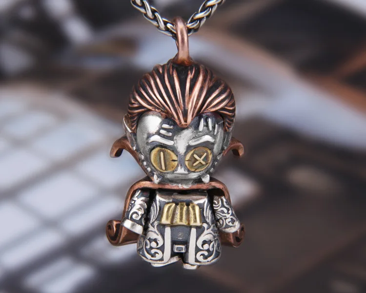 Cute Witch Doll Vampire Pendant for Men's Fashion s925 Pure Silver Retro Thai Silver Personalized Pendant Gift for Men