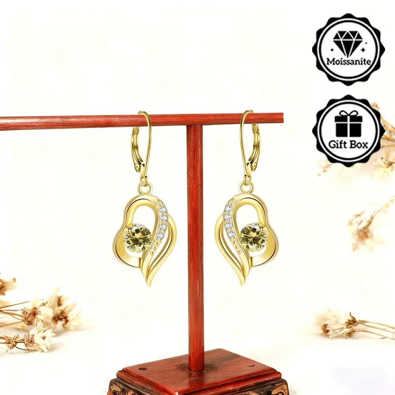 

LAMVOICE Jewelry for women, S925 sterling silver moissanite earrings, Christmas day gifts for her,j ewelry with gift box