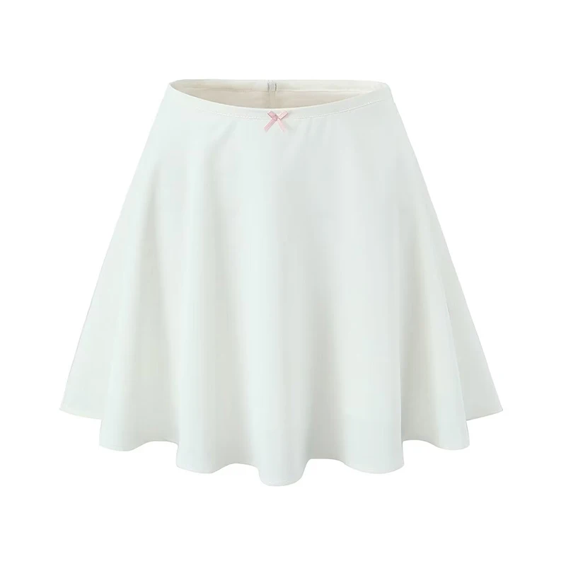 YENKYE French Sexy Slim White Skirt Sweet Women Bow High Waist A-line Summer Skirts