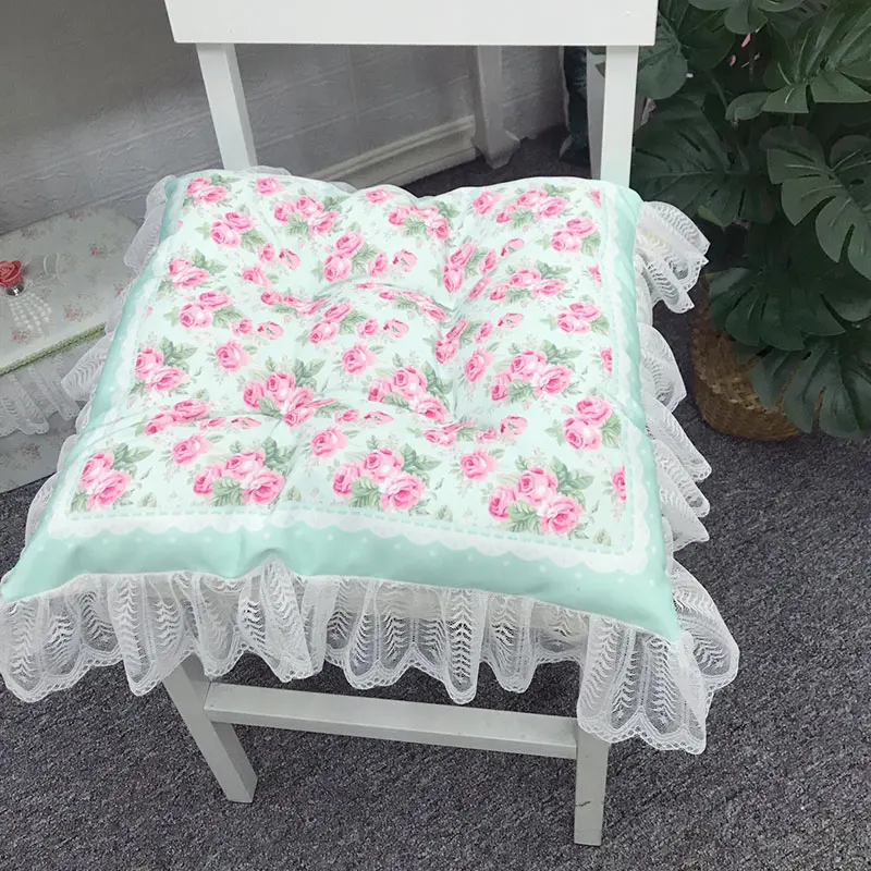 Rose Printed Chair Cover Cushion European Home Decor Lace Cushions Office Chair Pillows Square Chair Cushion Cloth 45cmx45cm