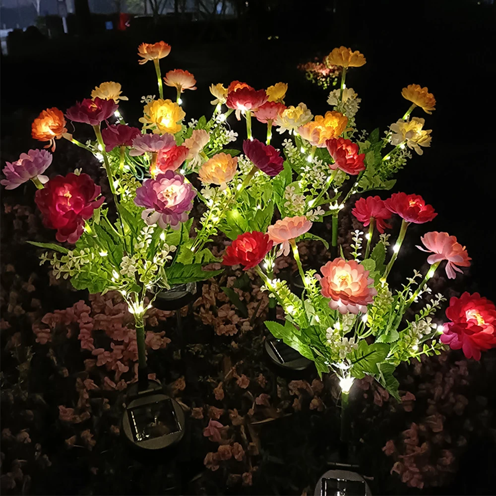 

2 шт. солнечные уличные садовые фонари, рождественские снежные лотосы, пейзажные фонари, искусственный цветок, ночные огни, вставленный на землю газон