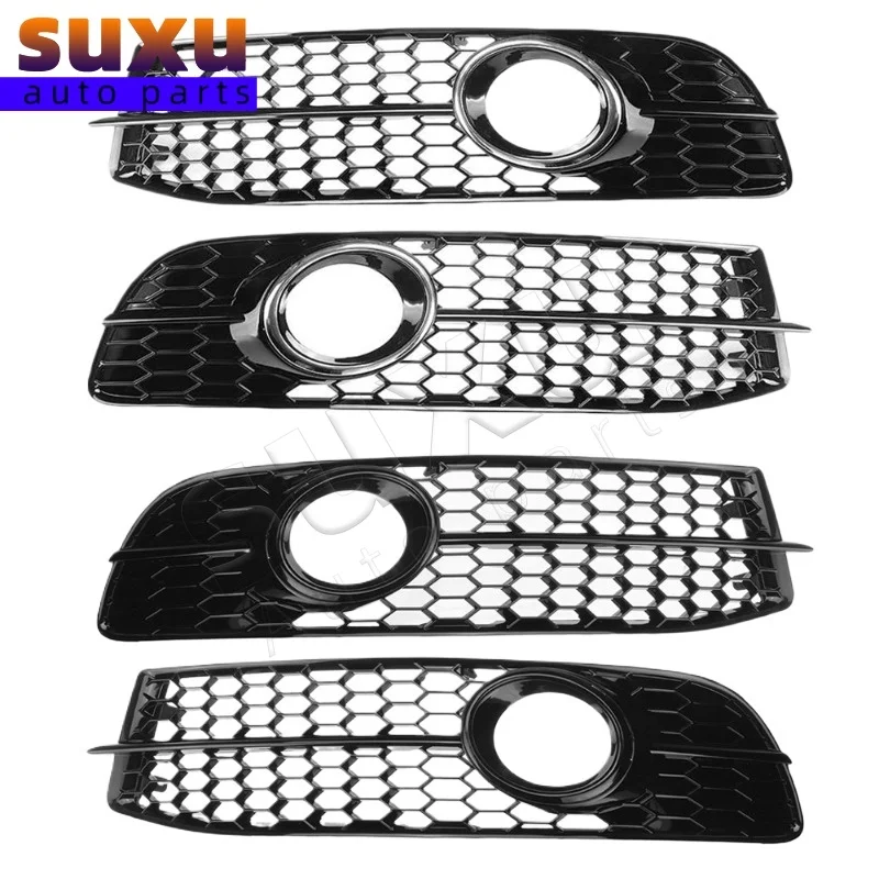 

2PCS-Chrome Silver/Glossy Black OEM 4F0807681Q01C Front Bumper Fog Light Lamp Grille For Audi A6 C6 S-line S-Facelifted 2008-21