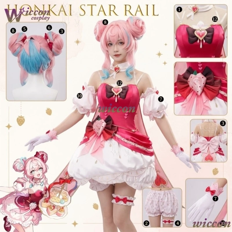 CosRoom, disfraz de cosplay de Hyacine Cloudside de Honkai Star Rail, con el mismo estilo, ideal para eventos de cosplay, vestido estilo Lolita para exposiciones de anime y presentaciones en el escenario.