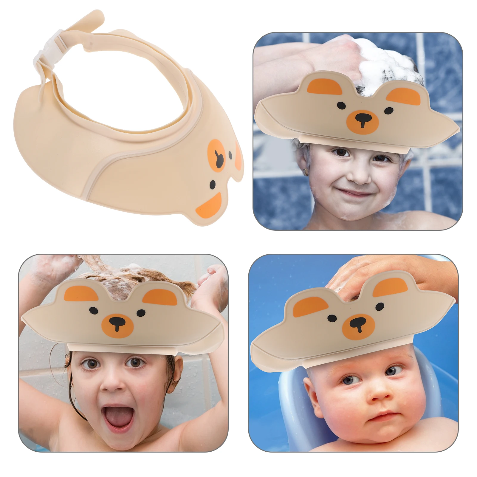 

Adjustable Baby Waterproof Shower Cap Cute Cartoon Design Hair Washing Shield Hat Toddler Bath Visor Ear Protection