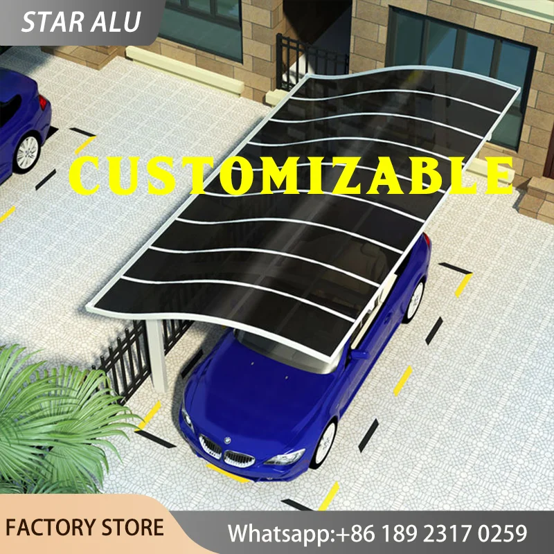 Custom Size Clear Polycarbonate Awning Aluminum Carport Canopy Roof Heavy Duty Outdoor Patio Cover Rain Shelter Parking Garage