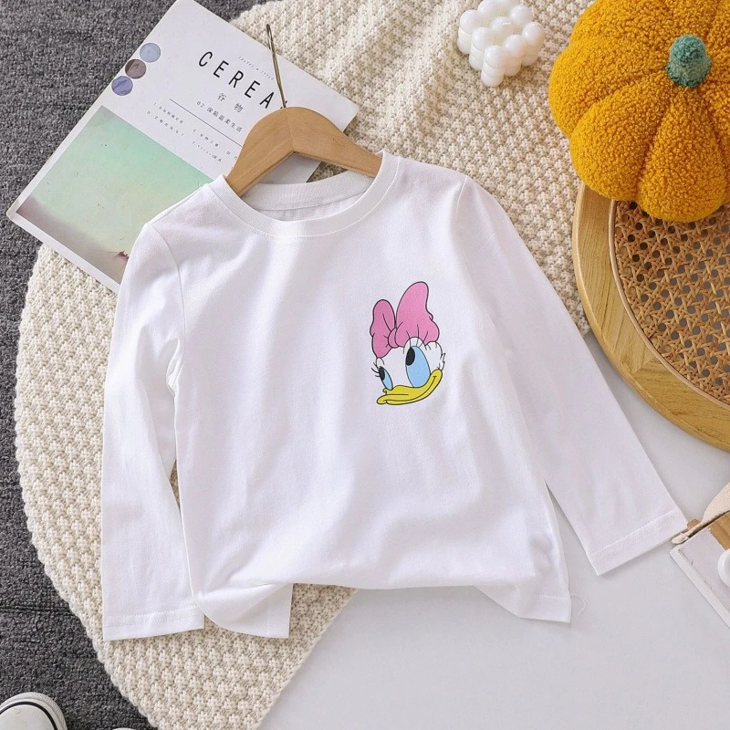 

2026 Donald Duck Girls Tee, Pure Cotton Long Sleeve Top Baby Girl Spring Shirt Children's Clothing New Arrival