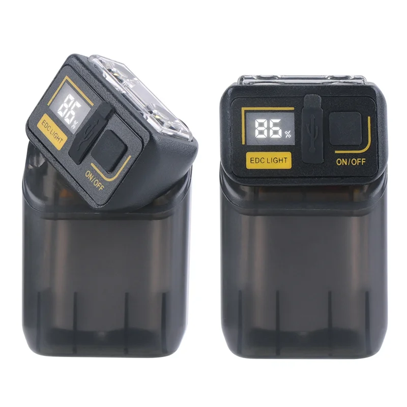 

ABHB-2PCS Вращающийся светодиодный фонарик 380LM Портативный брелок-фонарик Type-C Перезаряжаемый уличный рабочий инструмент Свет Дисплей мощности