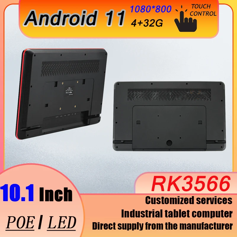 

Android11, 10-inch touchscreen, ultra-thin digital signage wall-mounted, embedded display with backlight, POE industrial screen