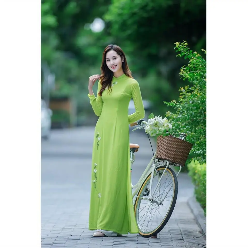 2024 vietnam classic style aodai dress full sleeve women flower printing aodai dress elegant party dress oriental dress set a81