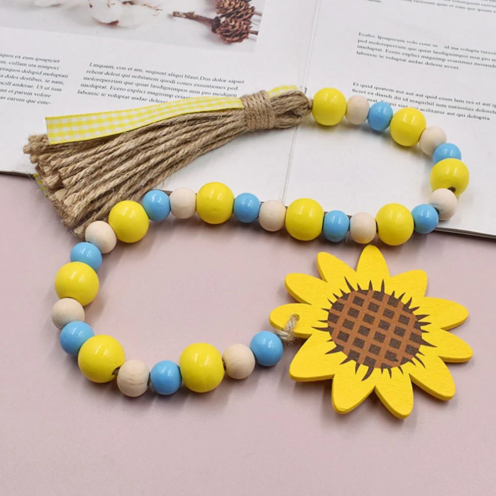 

Sunflower Beading Wood Garland Tassels Wooden Hanging Housewarming Gift Bee Beads nament Decor Wind Chime Home Bar