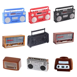 1/12 Dollhouse Miniature Radio Simulation Old-Fashion Retro Radio Model Mini Tape-recorder Doll House Furniture Accessories