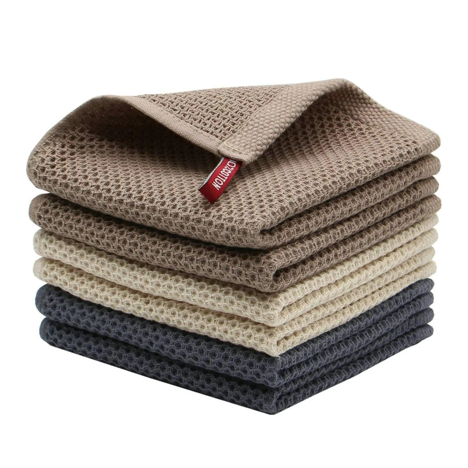 

2/5pcs 12x12inch Multi-Color 100% Cotton Waffle Weave Kitchen Dishcloths, Soft Absorbent Dish Towels, Household Cleaning Cloth