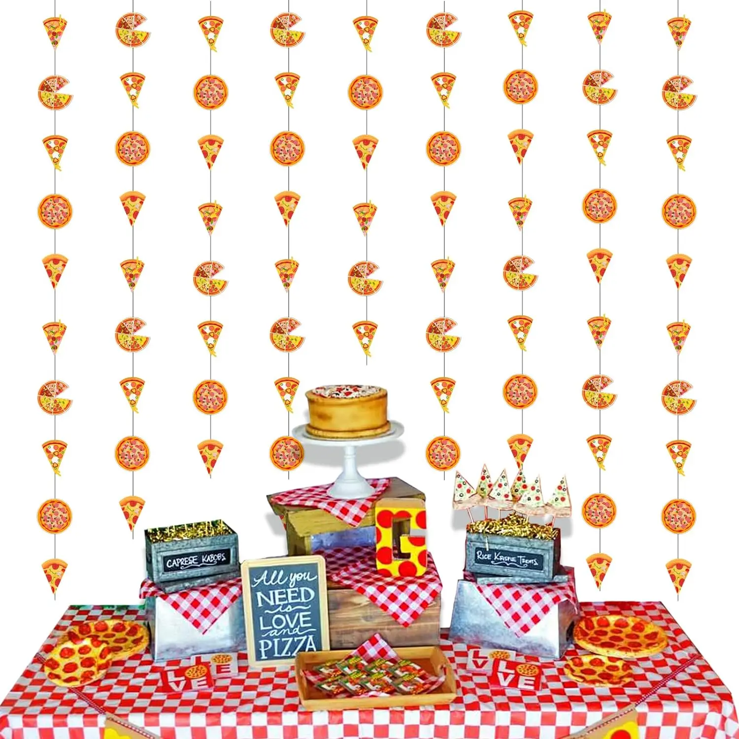 

Pizza PartyDecor Streamers Pizza Wall Decor Slice Pizza Theme Hanging Garland for Birthday 1st 2nd 3rd BabyShower Party Supplies