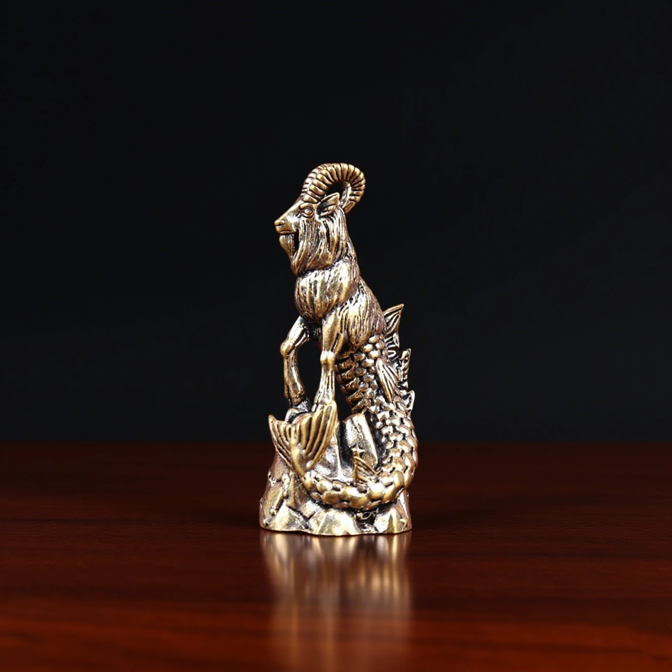 

Solid Brass Sea Goat Figurine - Vintage Retro Capricorn Mythical Creature Statue, Desktop Decor & Collectible Ornament
