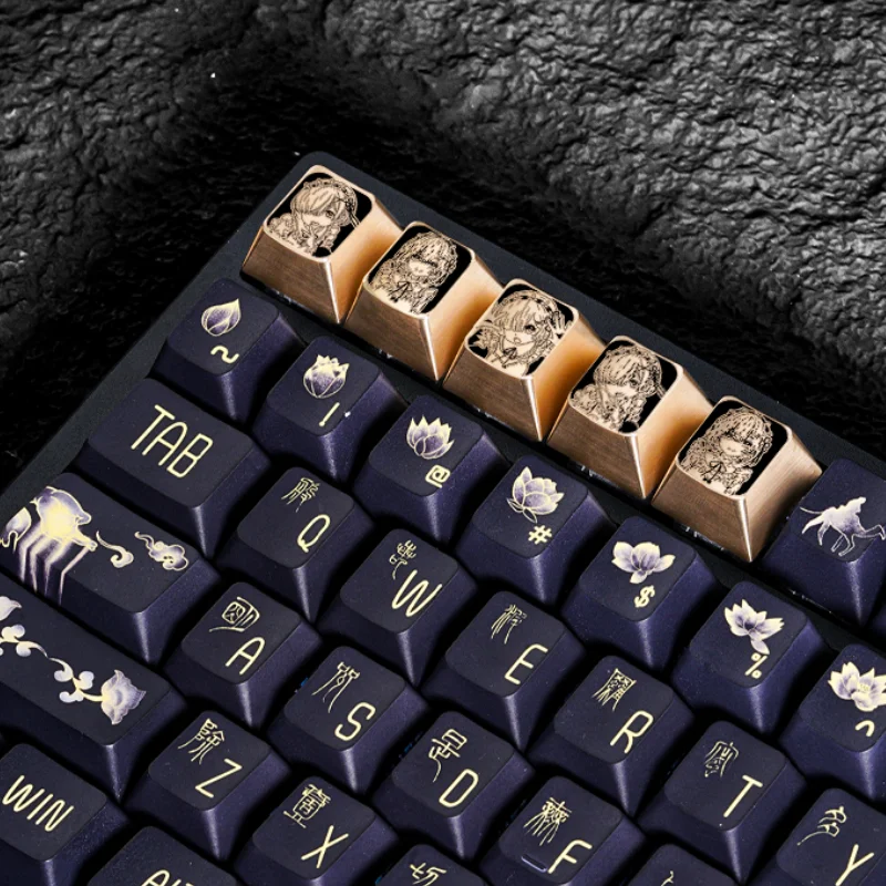 

Genshin Impact Keycaps Rem Brass Anime Customize Artisan CNC Keyboard Caps Decoration Mechanical Keyboard Accessories Gift