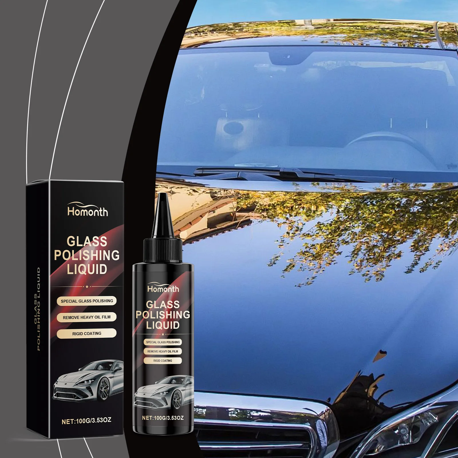 

Car Glass Care Agent - Removes Water Stains Dirt Restores Shine Transparency Anti-Fog Auto Window Cleaning & Polishing Fluid