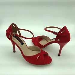 Zapatos de baile de Tango de Argentina, calzado de fiesta, boda, suela de cuero, T6226-6266RS, tacón de 9cm, 7,5 cm, disponible, envío gratis