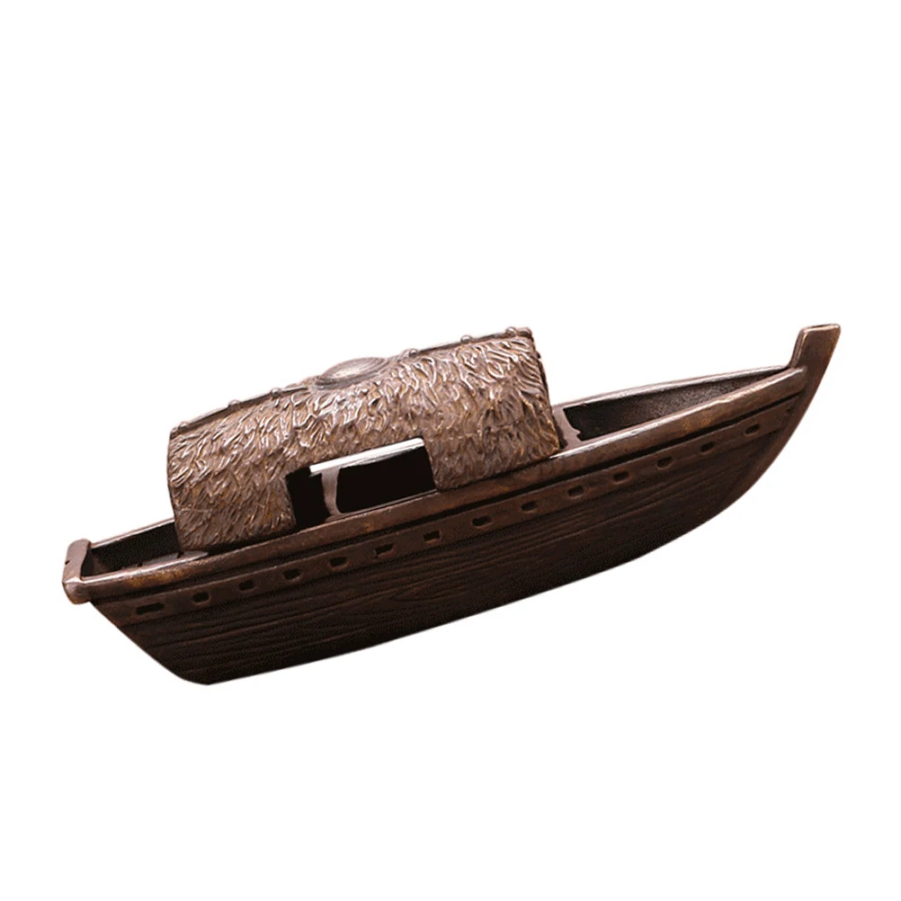 

Copper Fishing Boat Ornaments Pure Copper Desktop Adornment Lifelike Model Decorative Artware Miniature Models Home Office Decor