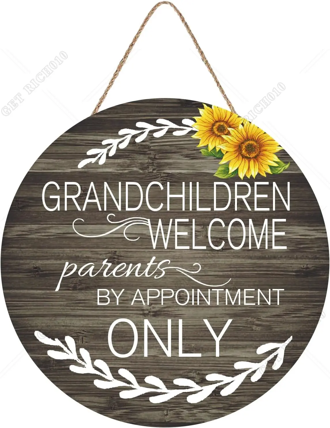 Grandkids Welcome Parents By Appointment Sign for Front Door Home Decor for Grandparents 12in Wall Sign for Wooden Plaque