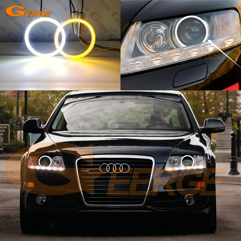 

For Audi A6 S6 RS6 C6 2004 2005 2006 2007 2008 2009 2010 2011 Ultra Bright DRL Turn Signal SMD LED Angel Eyes Kit Halo Rings