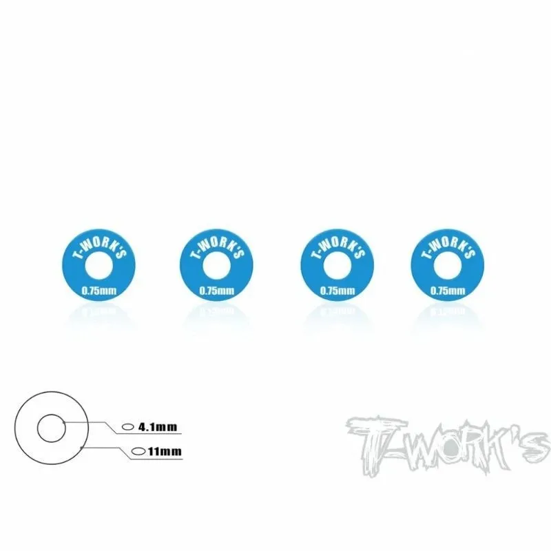 Original T Works TA-028 Aluminum Wheel Shim 0.75mm 4 pcs Rc Tool