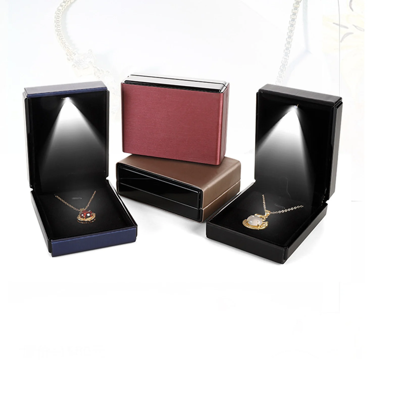 LED Jewelry Box for Ring Necklace Engagement Ring Display Gift Case Packaging Showcase Boxes with Light Storage Cases Wholesale