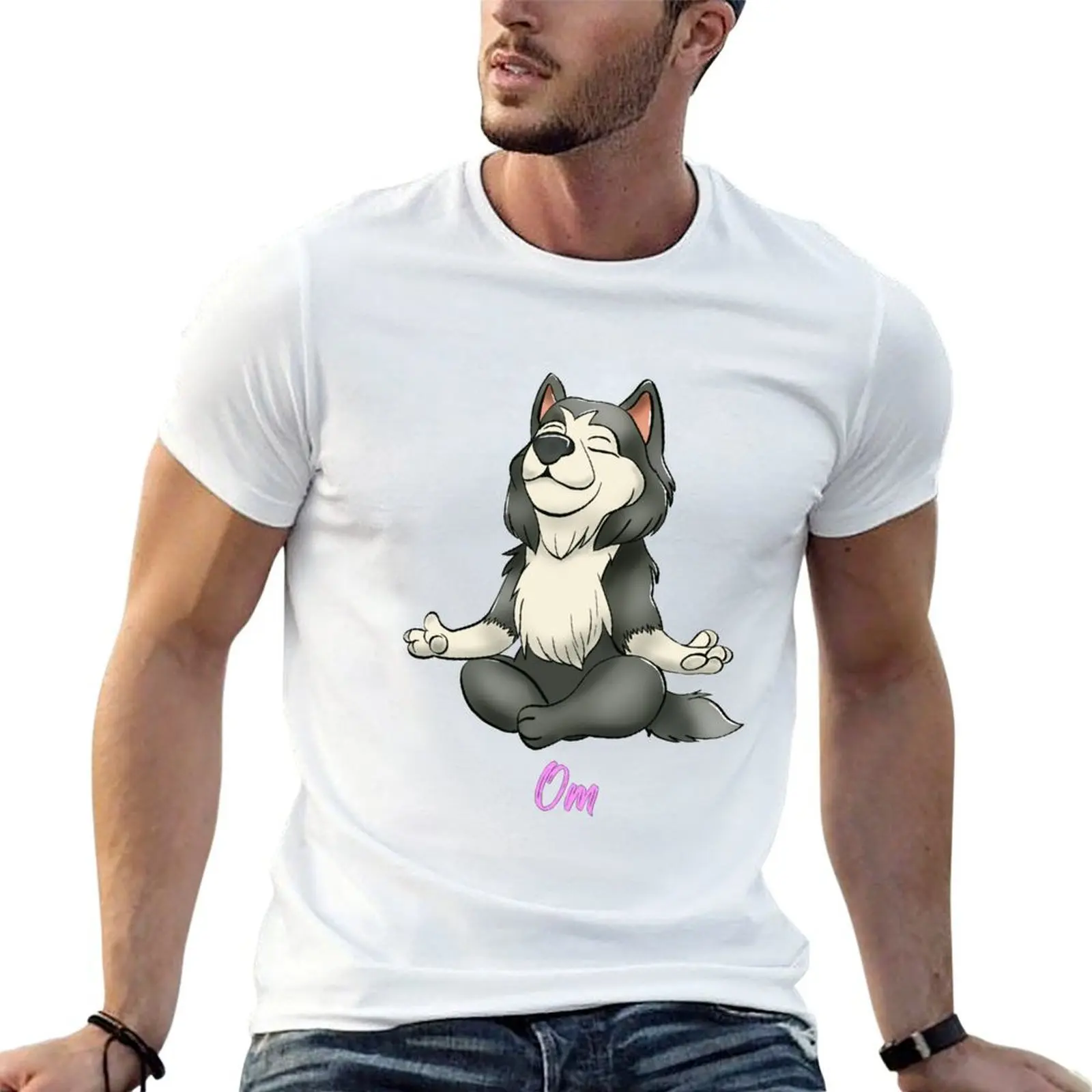Om Malamute Husky in Meditation T-Shirt man graphic t shirt man t shirts graphic anime t shirts oversize T-shirt