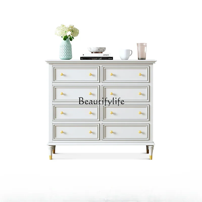 

FG28American light luxury chest bedroom white all solid wood storage art storage large capacity