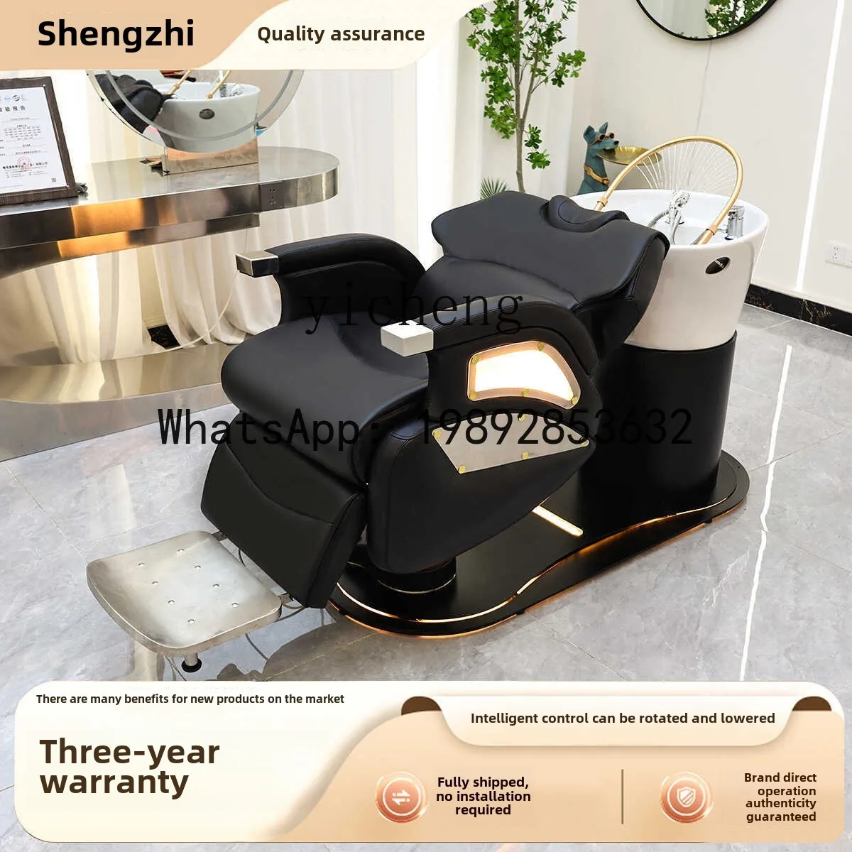AA  intelligent high-end electric flush bed, automatic shampoo bed, multi-function rotating and reclining hair salon hair chair