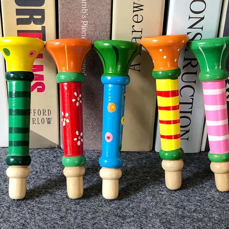 2 stücke Kinder Holz Trompete Spielzeug Kinder Pfeife Horn Musical Instrument Frühe Pädagogische Montessori Spielzeug Sound Training Spiele TMZ
