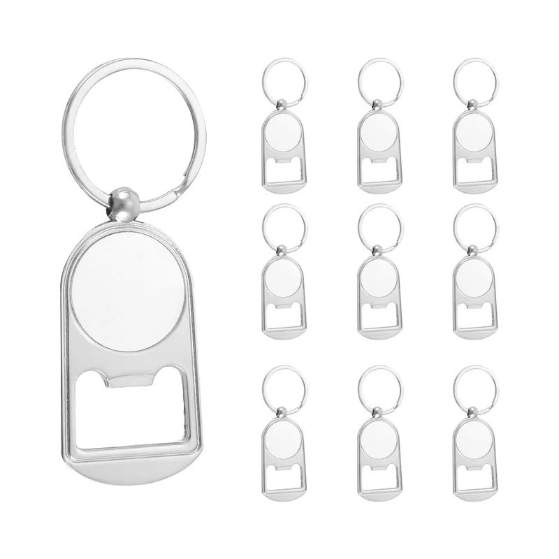 10 Pcs Sublimation Blank Keychain Metal Bottle Opener Blank Key Ring Heat Transfer Rectangular Sublimation Keychainn01r