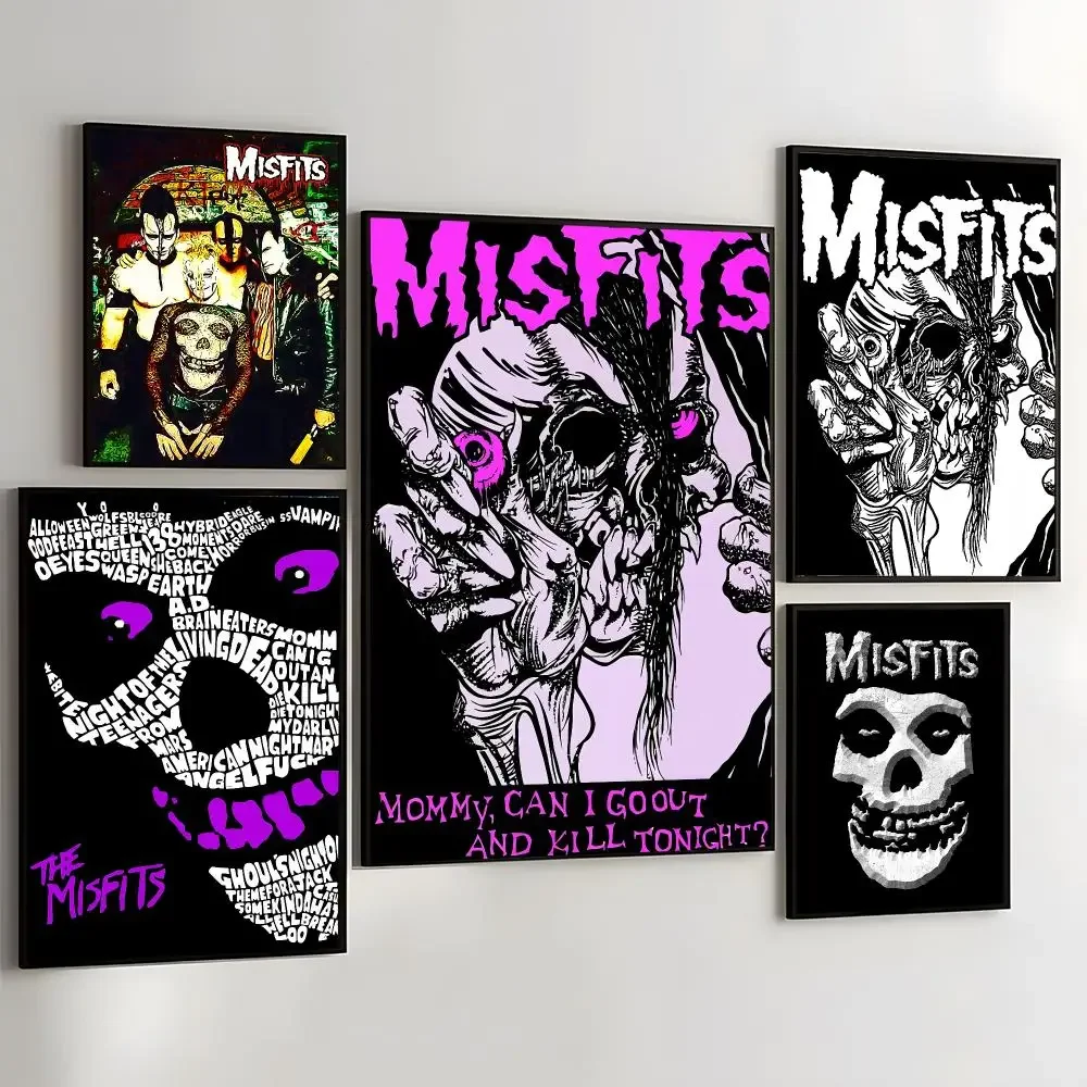 M-Misfits Hot Horror Punk Rock Painting Calligraphy Self Adhesive Wall Art Waterproof Print For Bedroom Hallway Home Decor