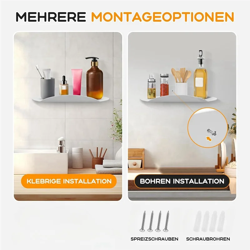 2PCS Wall Floating Shelves Small Acrylic Floating Shelves Multipurpose Display Stand Curved Floating Shelves-A77G