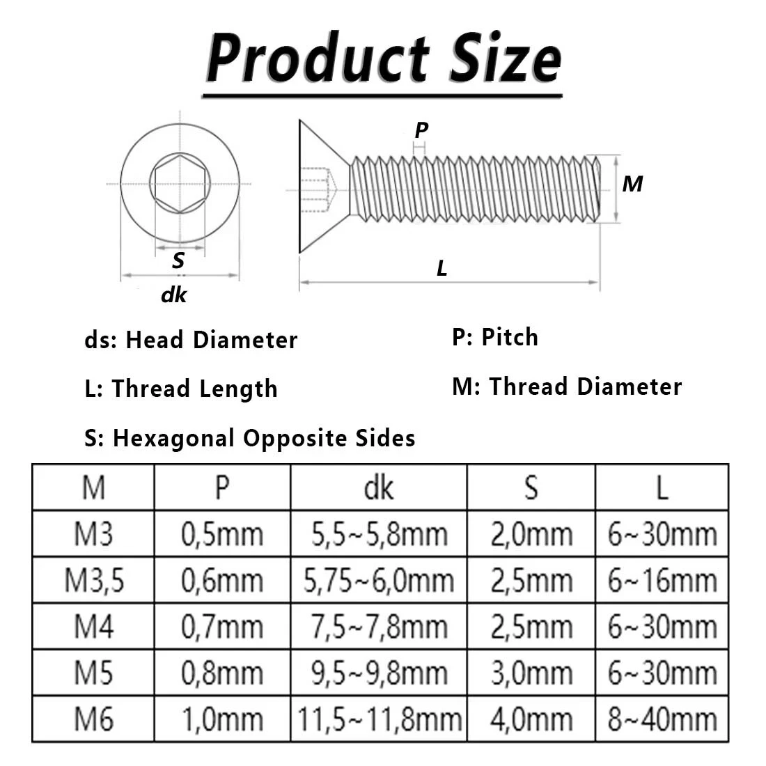 10pcs/lot 7075 Aluminum Allen Screws M3 M4 M5 M6x6/8/10/12/14/16 Flat Hex Socket Countersunk Head Screws Bolts Anodized Color