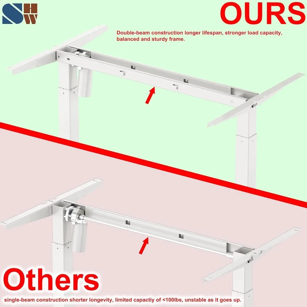 Standing Desk with Electric Height Adjustable, Telescopic Height Adjustment, Office Table