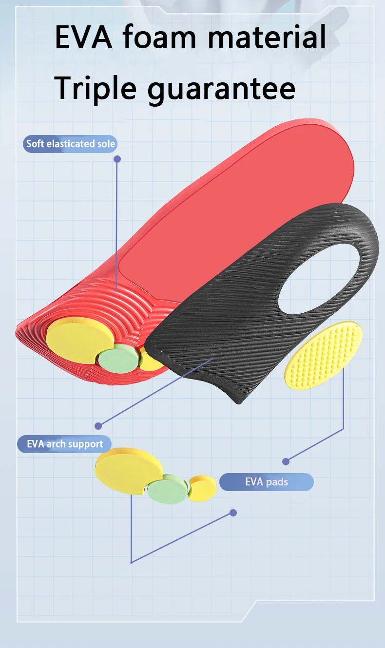 1 Pair Arch Support Plantar Fasciitis Insoles Soft Sole Shock-Absorbing Sports Shoes Insoles Flat Foot Orthopedic Insoles Unisex