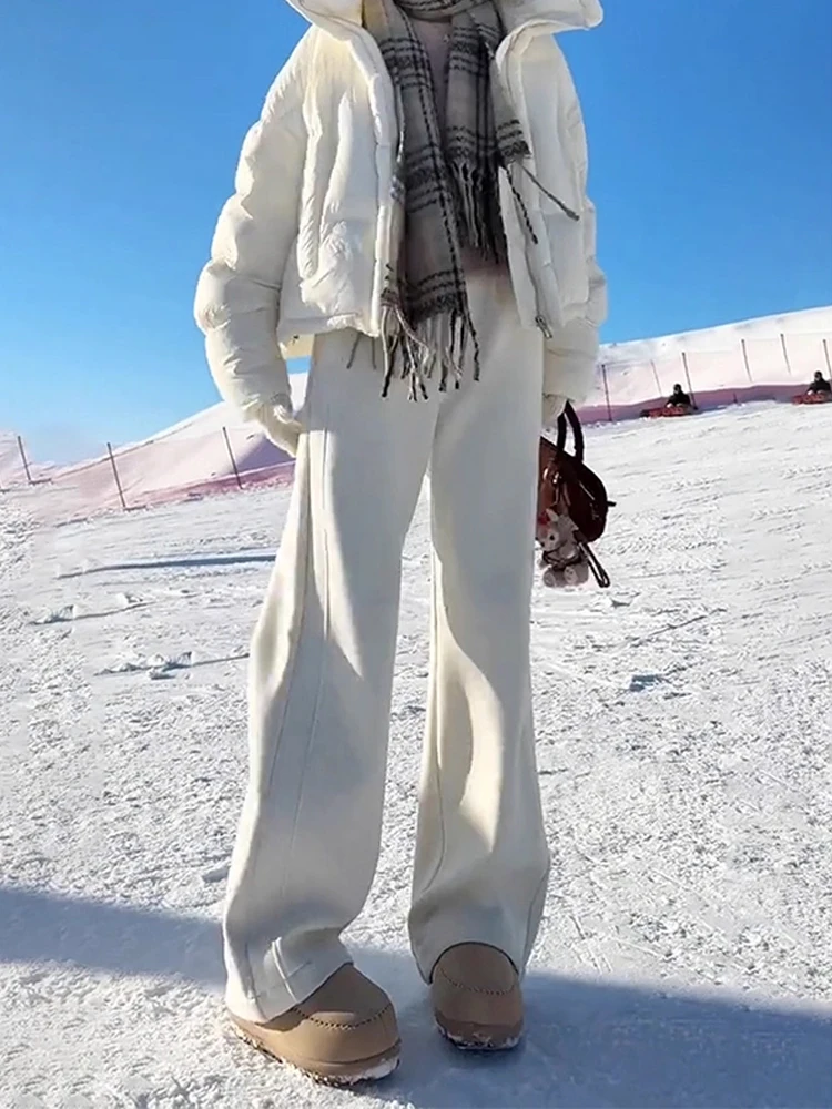 

Мужские прямые спортивные штаны на подкладке Fce, повседневные спортивные штаны, осень-зима, драпированные универсальные длинные брюки с высокой талией, молодежная мода