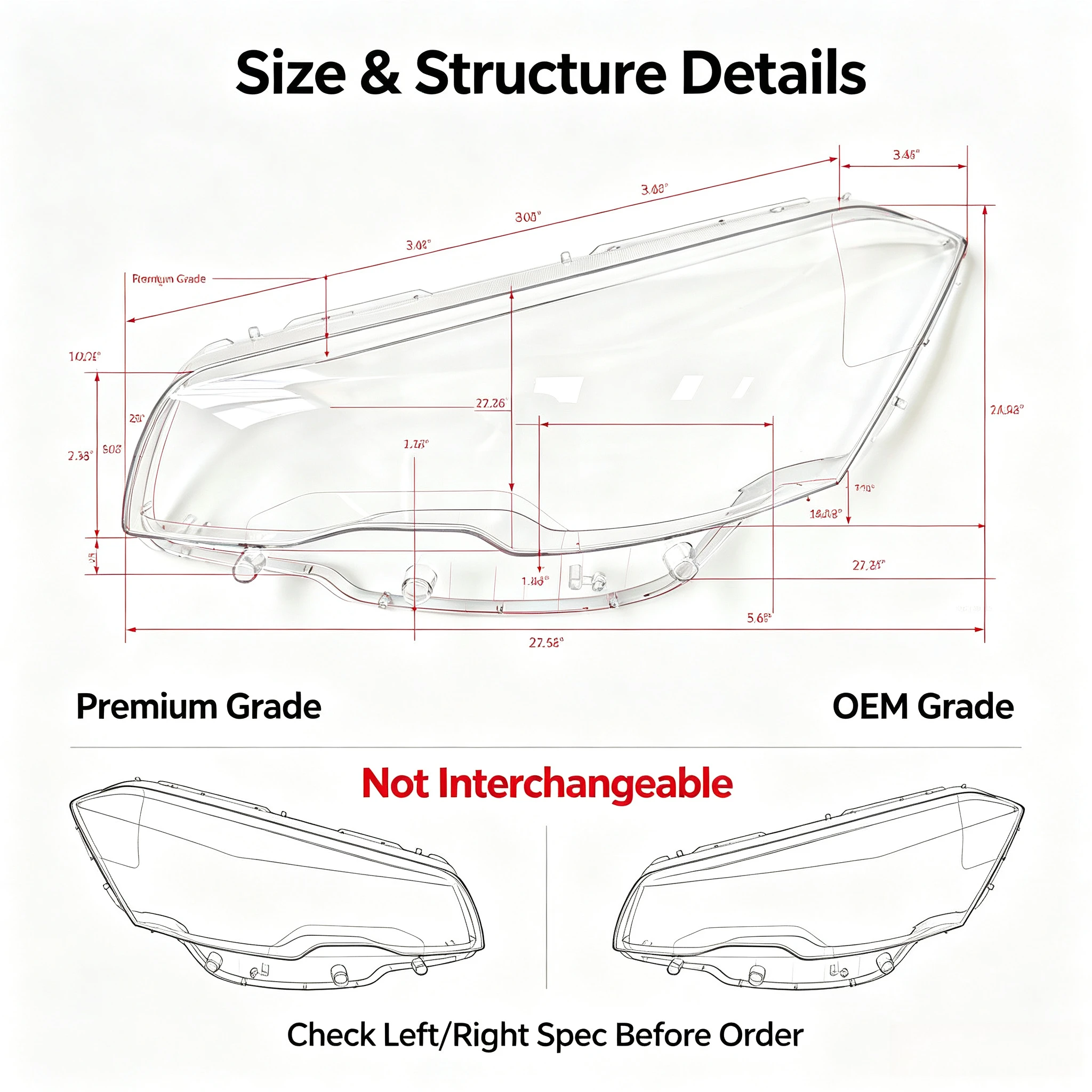 Moggic Headlight Lens Cover Suitable For 508 Sedan Hatchback Model Years 2015 2016 Left Right Side Clear PC Plastic Head