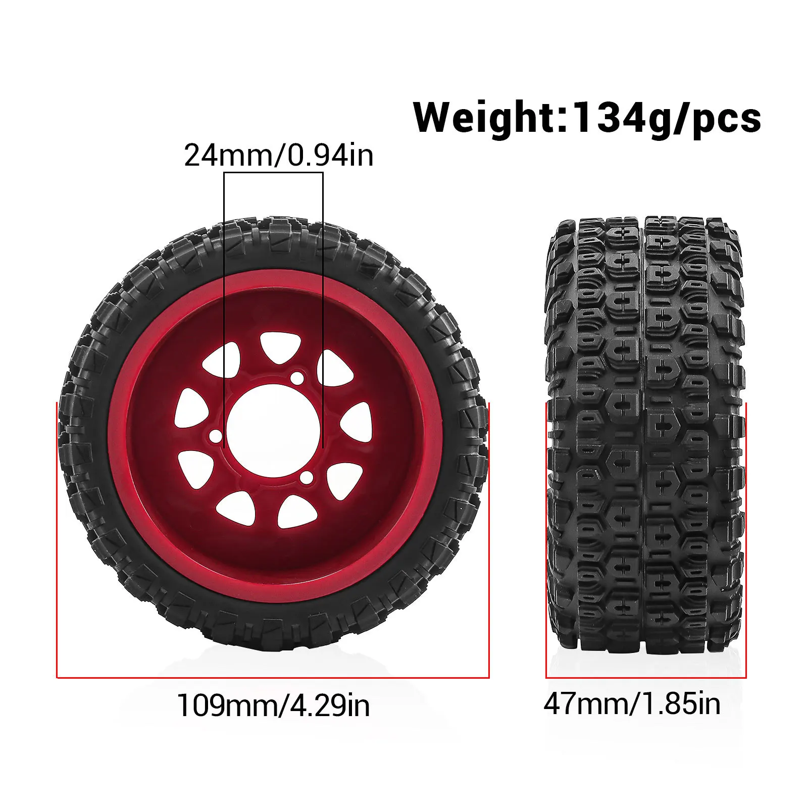 إطارات شاحنات قصيرة المدى بمقياس 1/10 مع محاور قابلة للتبديل - محولات سداسية 12 مم 14 مم 17 مم متضمنة، متوافقة مع ARRMA المرسلة