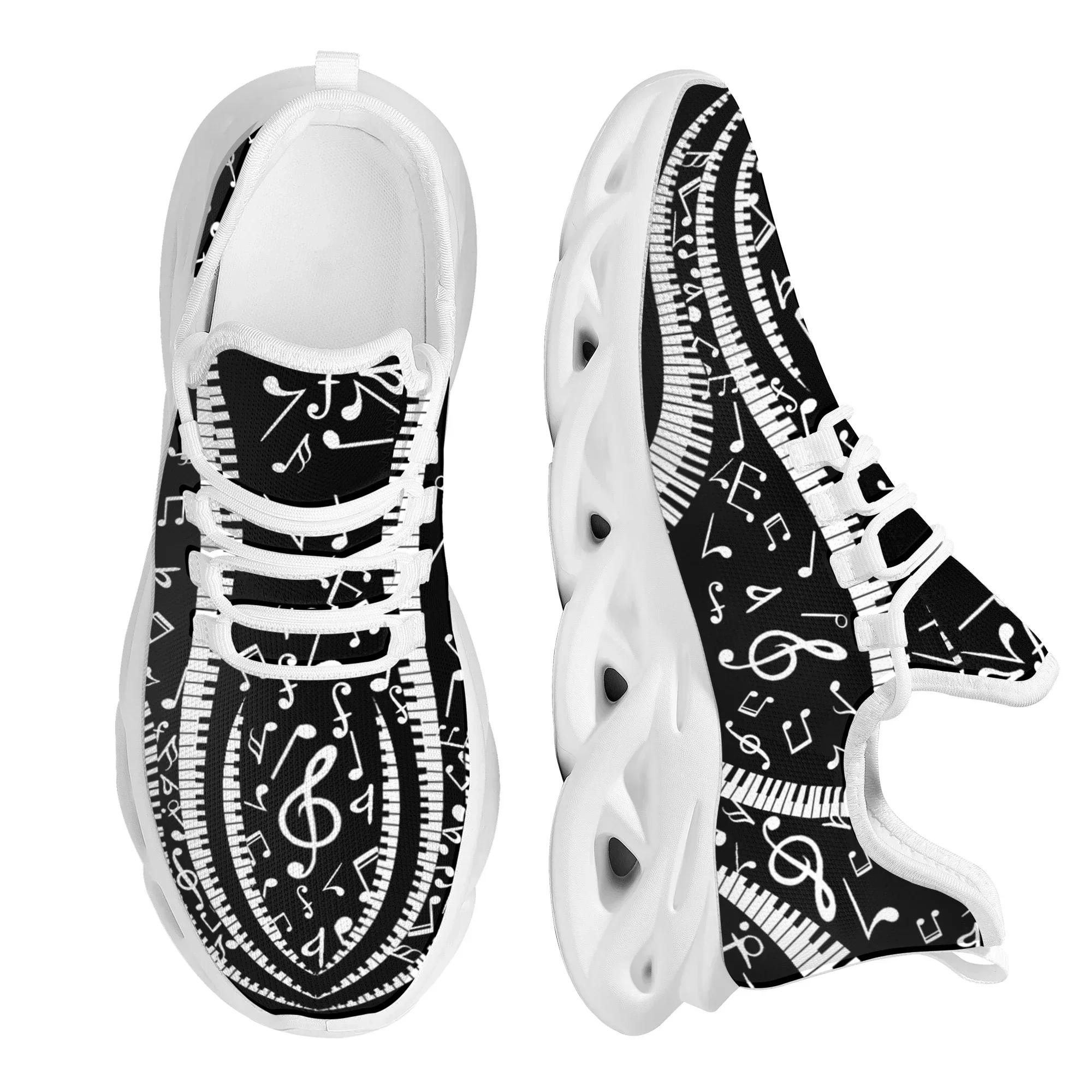 Novelty Musical Notes Keyboard Kinnted Anti Skid Shoes Absorbing Light Lace Up Shoes Tennis Shoes Platform Shoe